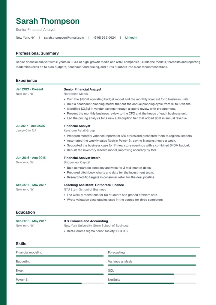 Beacon resume template example