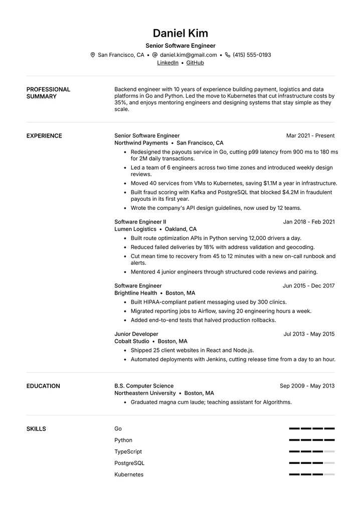 Default resume template example