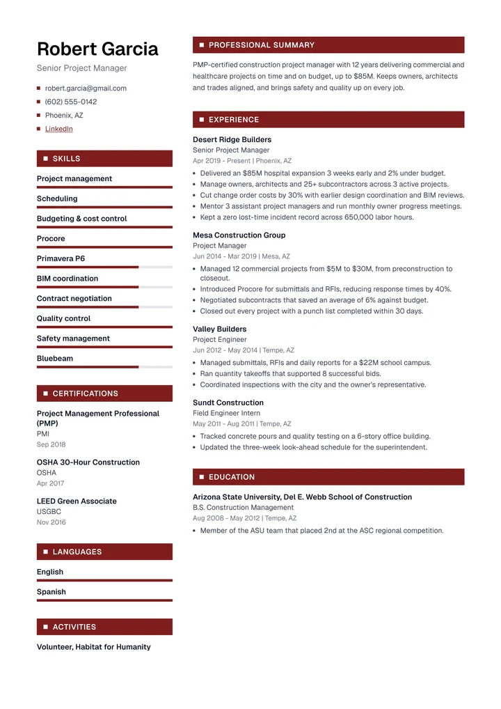 Herald resume template example