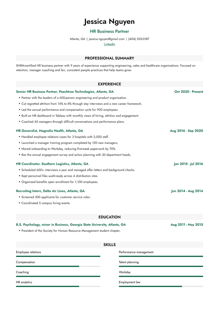 Summit resume template example