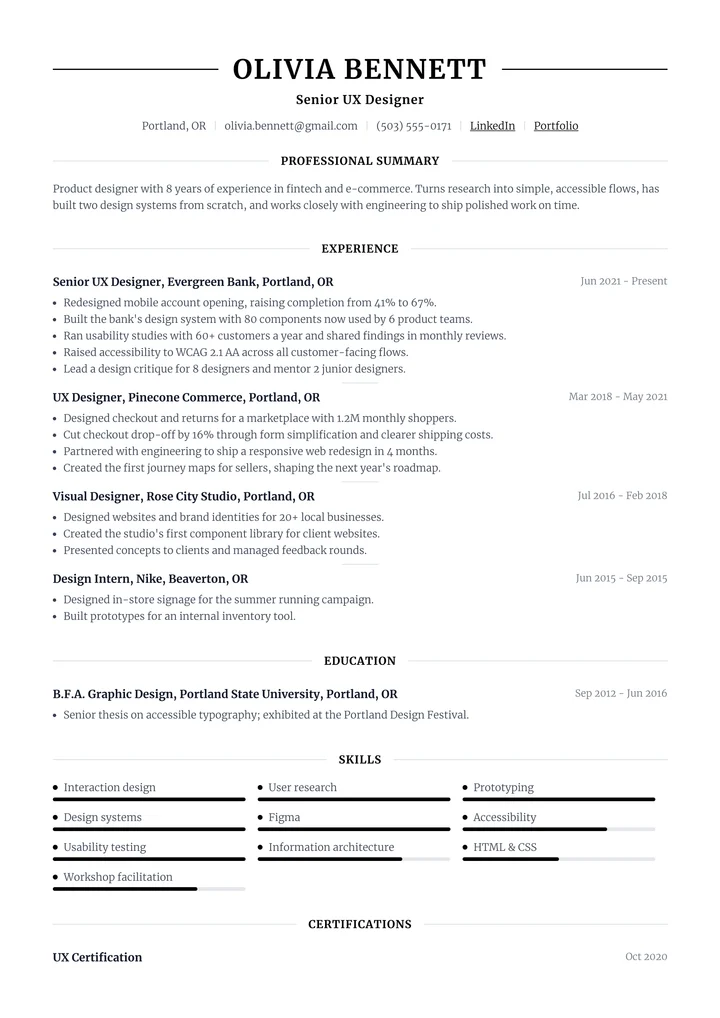 Tableau resume template example